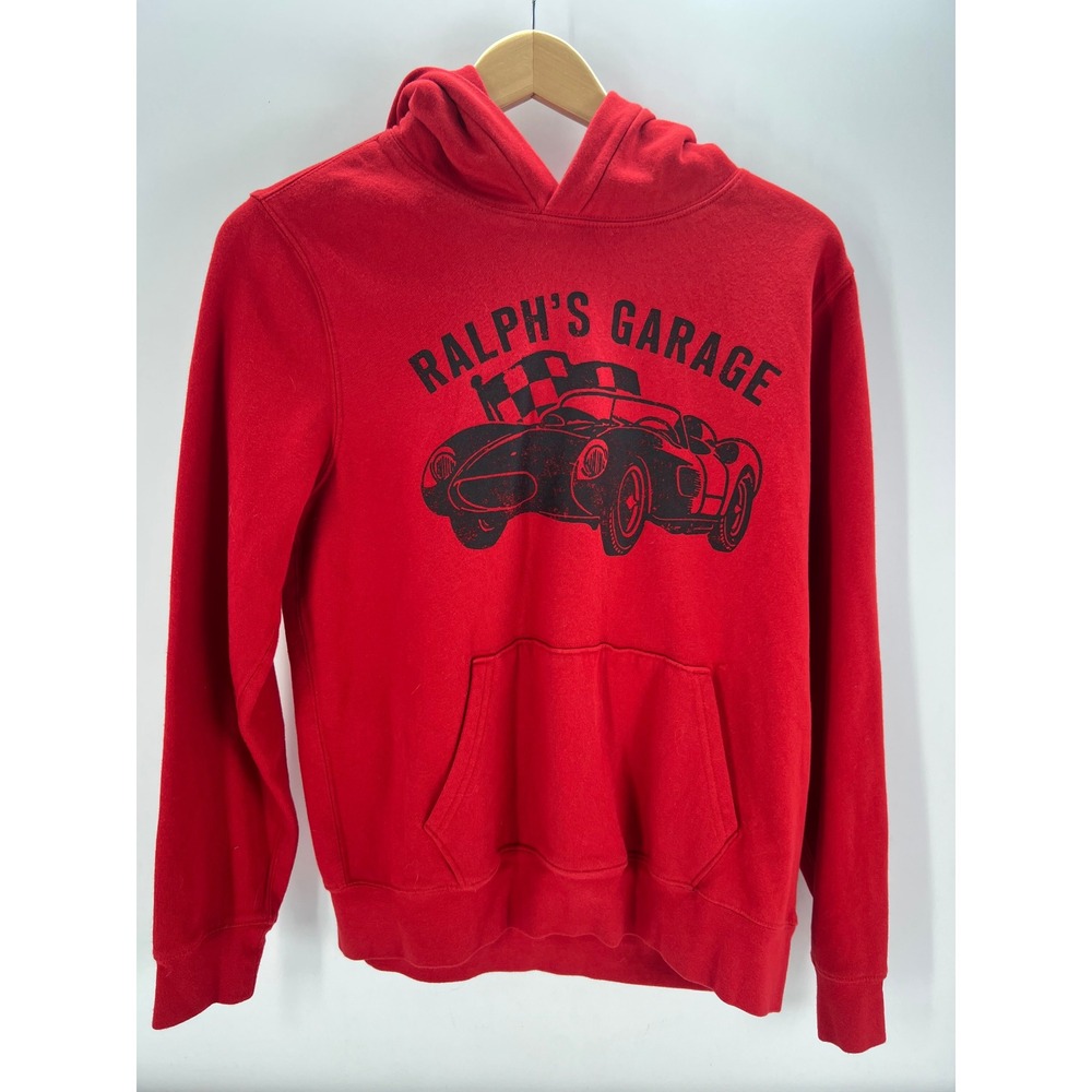 Polo Ralph Lauren Kids Red Ralphs Garage Race Car Graphic Hoodie Pullover XL